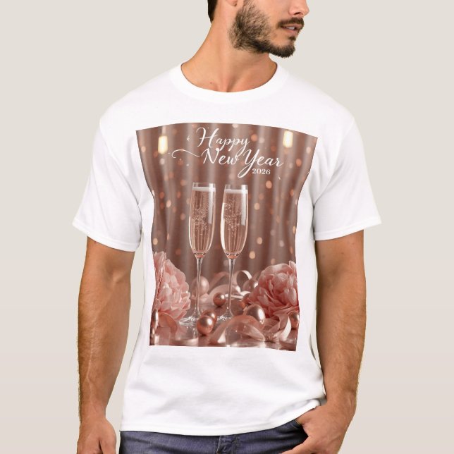 Camiseta happy new year 2026 champagne lights tshirt (Frente)