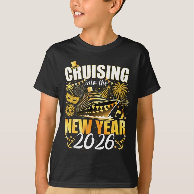 Camiseta Happy New Year 2026 Cruising Into The New Year 202 (Frente)