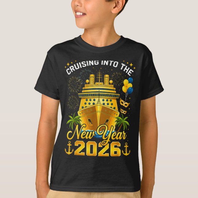 Camiseta Happy New Year 2026 Cruising Into The New Year 202 (Frente)