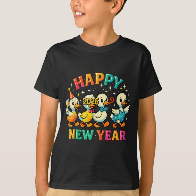 Camiseta Happy New Year 2026 Cute Duck Party Gift  (Frente)