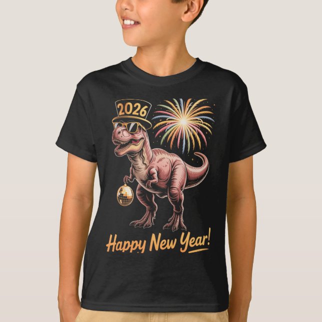 Camiseta Happy New Year 2026 Dinosaur Funny Dino Tee For Ad (Frente)