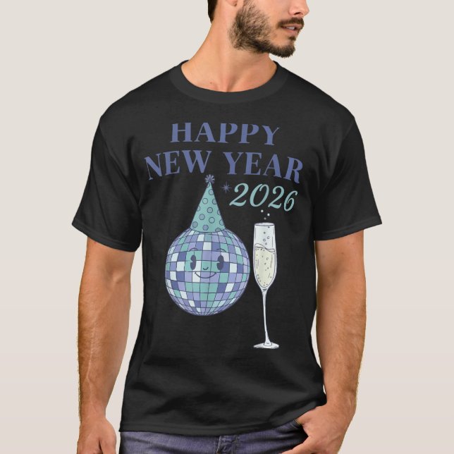 Camiseta Happy New Year 2026 Disco Ball Celebration  (Frente)