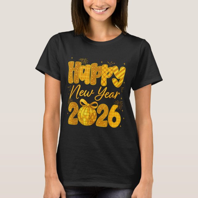 Camiseta Happy New Year 2026 Eve Party Gold Family Matching (Frente)