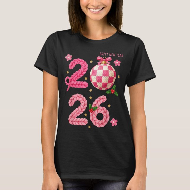 Camiseta Happy New Year 2026 Family Matching Crochet Men Wo (Frente)