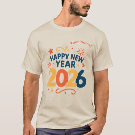 Camiseta Happy New Year 2026 Festive Typography T-Shirt 