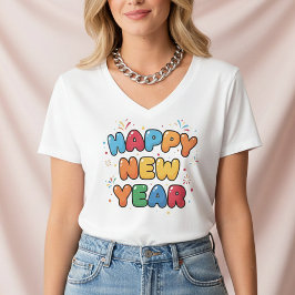 Camiseta Happy New Year 2026 , festive winter , for women