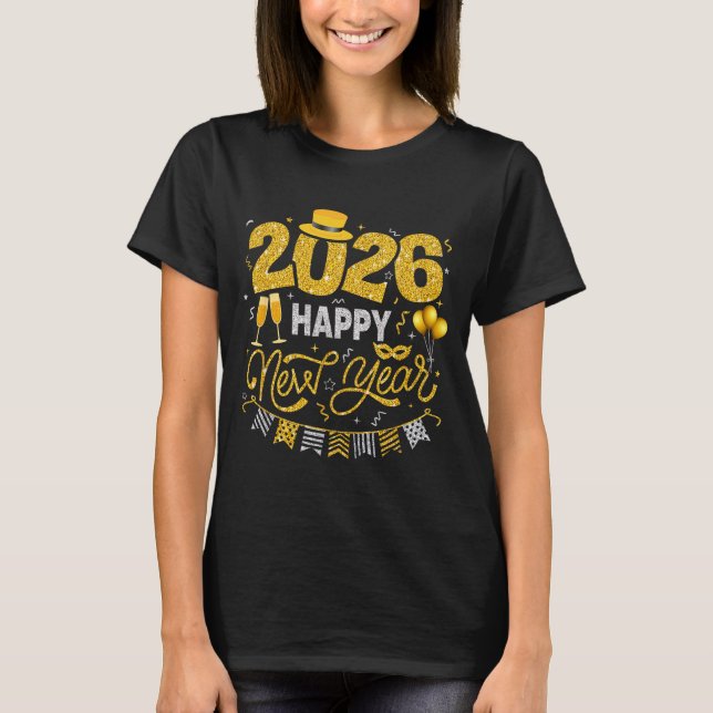 Camiseta Happy New Year 2026 Fireworks Countdown New Years  (Frente)
