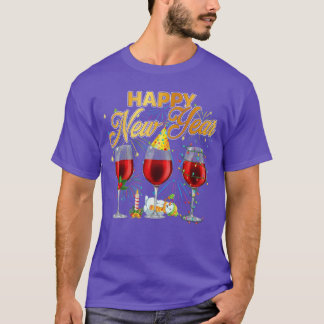 Camiseta Happy New Year 2026 Glasses of Wine Fireworks New 