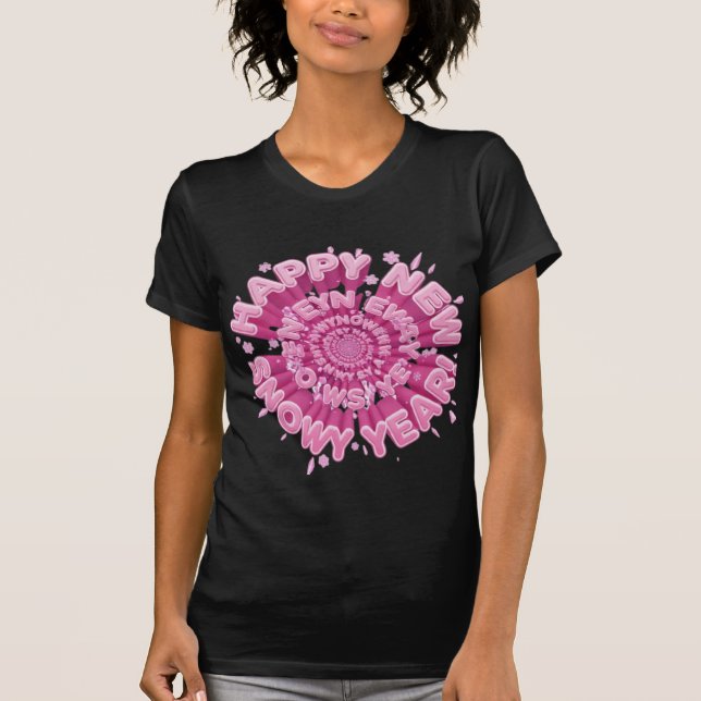 Camiseta Happy New Year 2026 Pink Snowy Spiral T-Shirt (Frente)