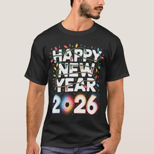Camiseta Happy New Year 2026 Sparkle Shirt For Women  (Frente)