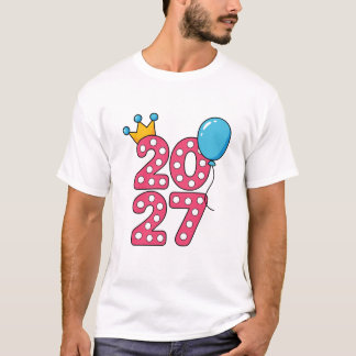 Camiseta Happy New Year 2027 T-Shirt | Pink Polka Dot Numbe