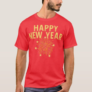 Camiseta Happy New Year Big Bold Fireworks Celebrate Party