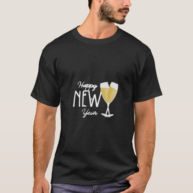 Camiseta Happy New Year Champagne Toast Design – Festive Ho (Frente)