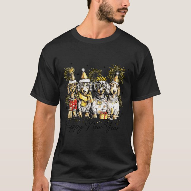 Camiseta Happy New Year Dachshund Dog Lover 2026 New Year H (Frente)