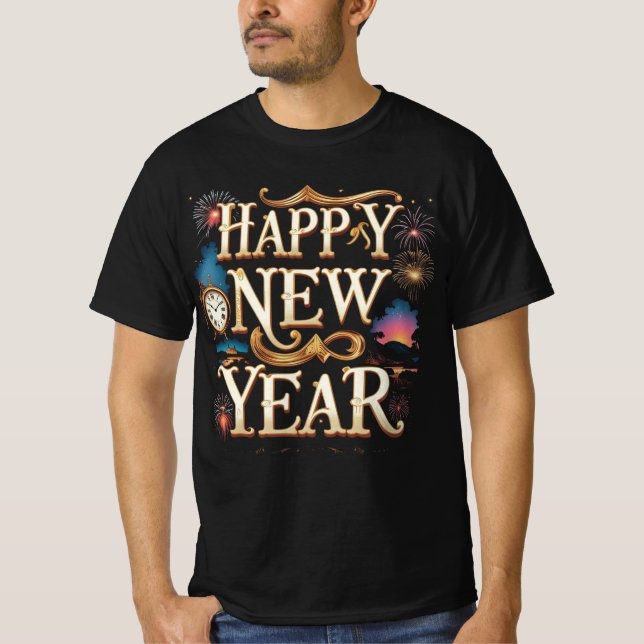 Camiseta Happy New Year Festive Graphic (Frente)
