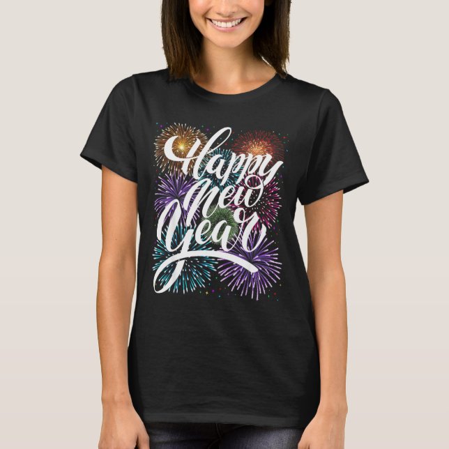 Camiseta Happy New Year Firework Family Matching Men Women  (Frente)