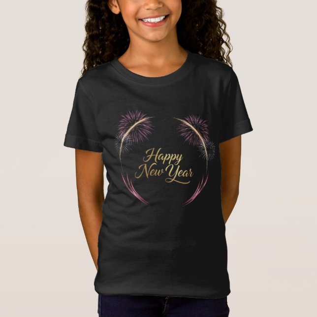 Camiseta Happy New Year Fireworks Design (Frente)