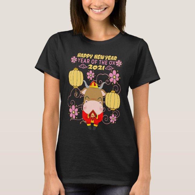 Camiseta Happy New Year of the OX 2021 Chinese clothes  for (Frente)