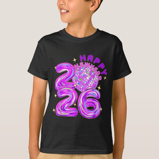 Camiseta Happy New Year Party 2026 Ballon Family Matching M (Frente)