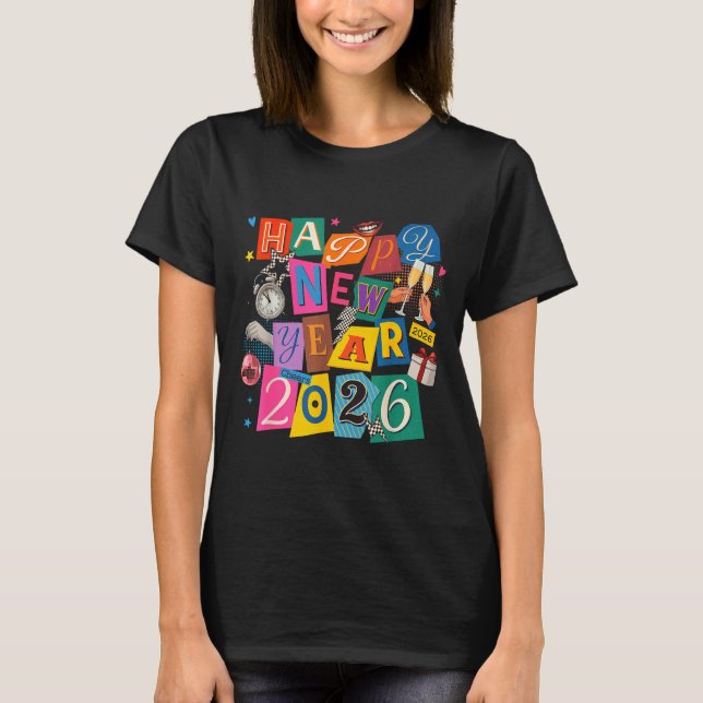 Camiseta Happy New Year Party 2026 Ballon Family Matching M (Frente)