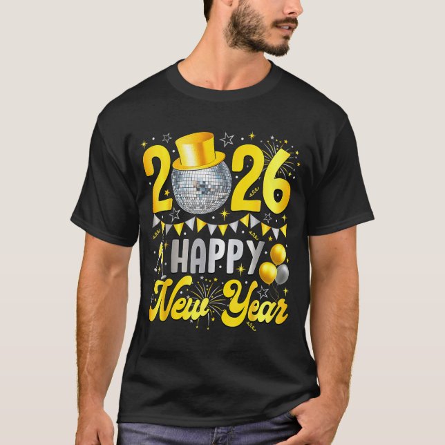 Camiseta Happy New Year Party 2026 Balloon Family Matching  (Frente)