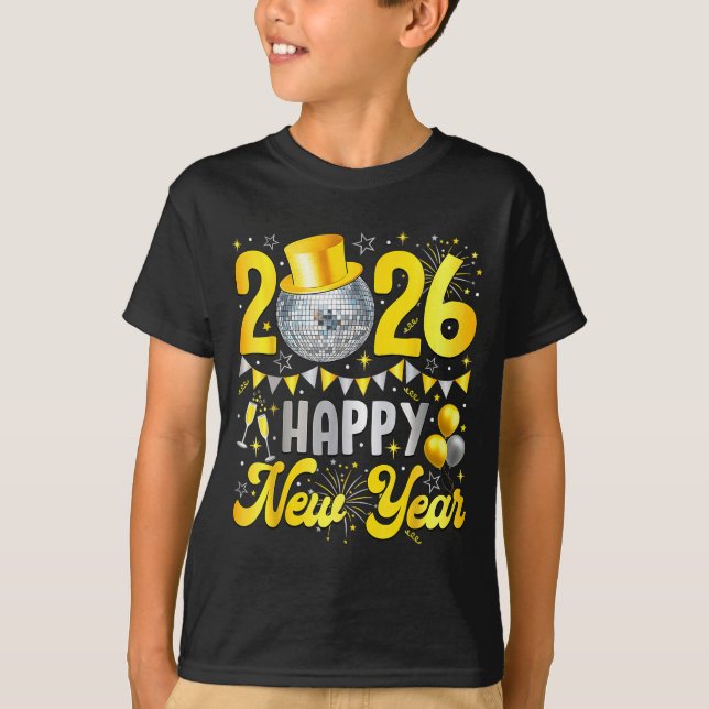 Camiseta Happy New Year Party 2026 Balloon Family Matching  (Frente)