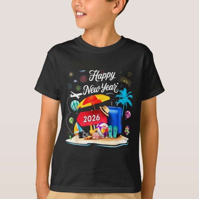 Camiseta Happy New Year Party 2026 Family Matching Vacation (Frente)