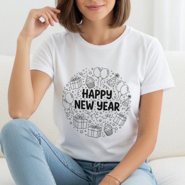 Camiseta Happy New Year T-Shirt – Elegant Modern Festive (Criador carregado)