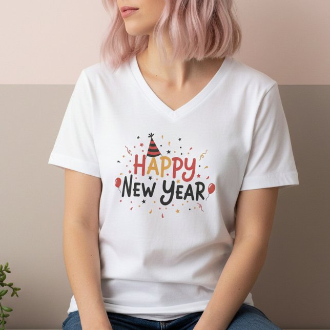 Camiseta Happy New Year T-Shirt – Elegant Modern Festive (Criador carregado)