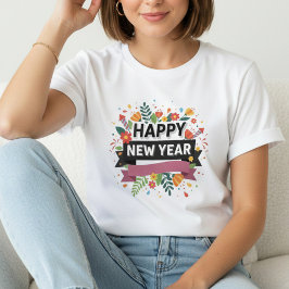 Camiseta Happy New Year T-Shirt – Elegant Modern Festive