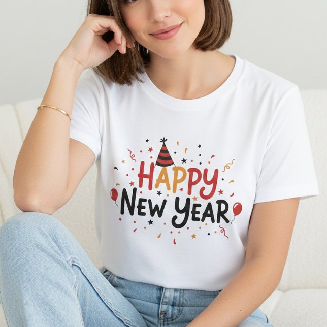 Camiseta Happy New Year T-Shirt – Elegant Modern Festive (Criador carregado)