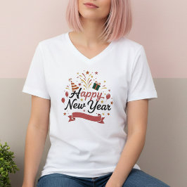 Camiseta Happy New Year T-Shirt – Elegant Modern Festive