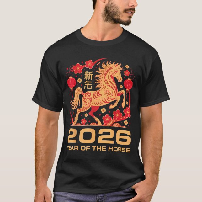 Camiseta Happy New Year-year Of The Horse Chinese New-year  (Frente)