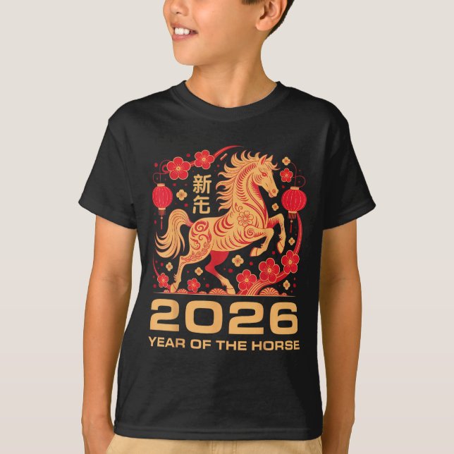 Camiseta Happy New Year-year Of The Horse Chinese New-year  (Frente)