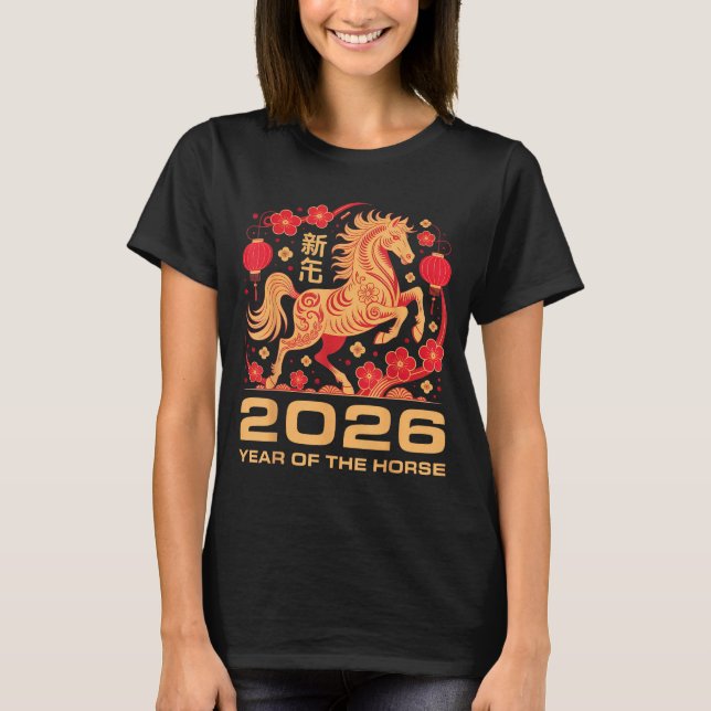 Camiseta Happy New Year-year Of The Horse Chinese New-year  (Frente)