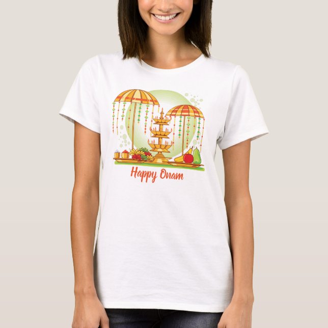 Camiseta Happy Onam Umbrellas (Frente)