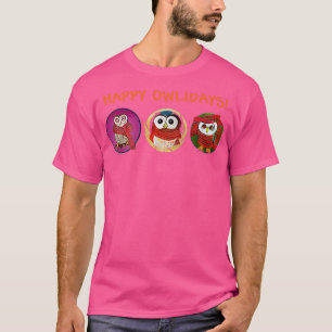 Camiseta HAPPY OWLIDAYS Corujas Adoráveis Vestindo Scarfs O