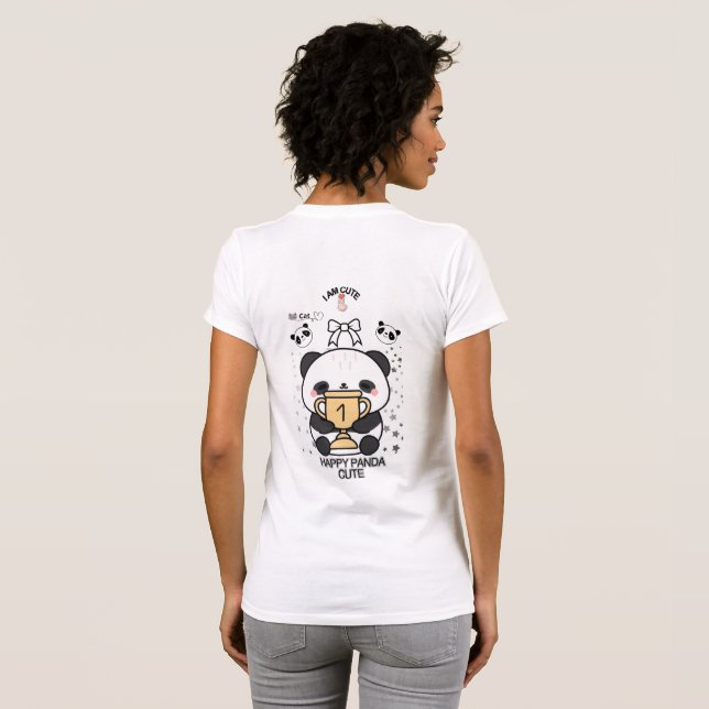 Camiseta Happy Panda Cute T-Shirt – Adorable Smiling Panda  (Parte Traseira Completa)