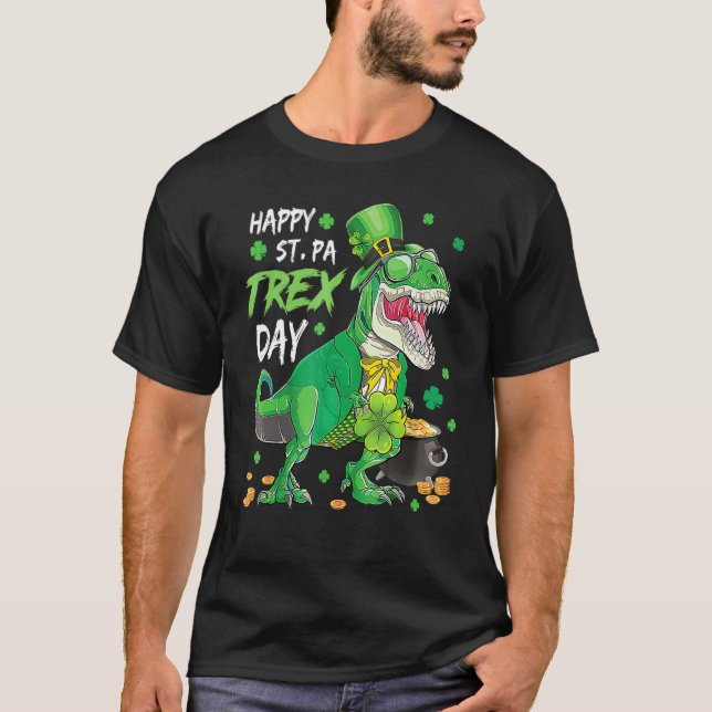 Camiseta Happy Pat Rex Day Dinosaur T Rex St Patrick's Day  (Frente)