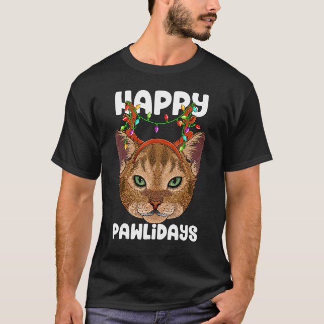 Camiseta Happy Pawlidays Abyssinian Christmas Paw Cat Holid (Frente)