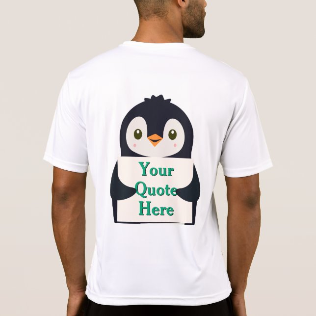 Camiseta Happy penguin holding a sign to personalize (Verso)