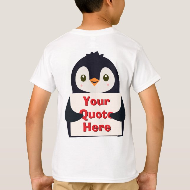 Camiseta Happy penguin holding a sign to personalize (Verso)