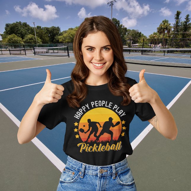 Camiseta Happy People Play Pickleball funny pickleball (Criador carregado)