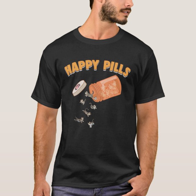 Camiseta Happy Pills American Shorthair Cat  Feline  Humor (Frente)