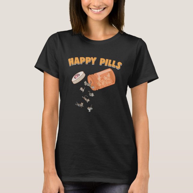 Camiseta Happy Pills American Shorthair Cat  Feline  Humor (Frente)