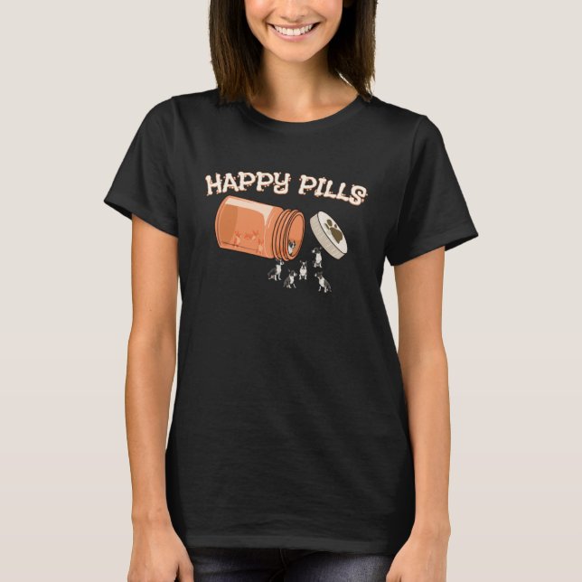 Camiseta Happy Pills Boston Terrier  Canine Dog (Frente)