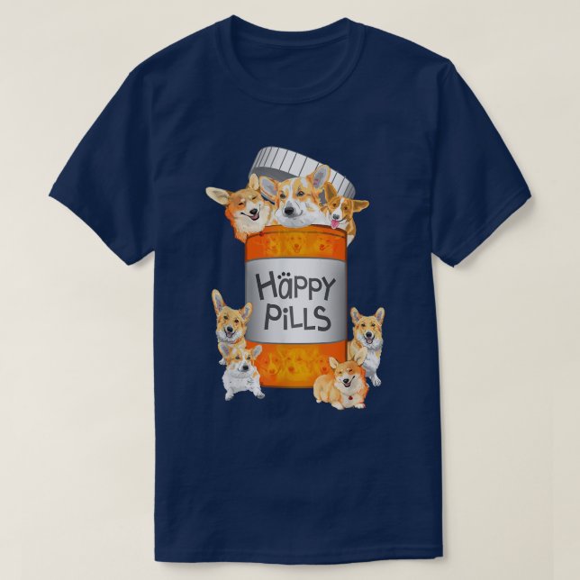 Camiseta Happy Pills Corgi (Frente do Design)