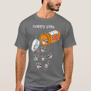 Camiseta Happy Pills Raccoon Tshirt - Engraçado Raccoon