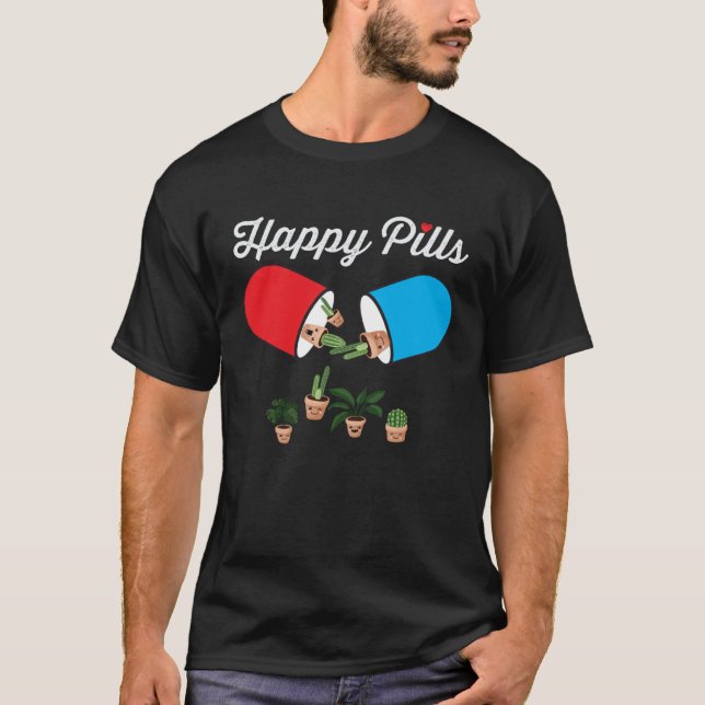 Camiseta Happy Pills Succulent Cactus Plants Gardening (Frente)