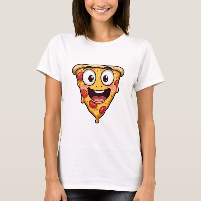 Camiseta Happy Pizza Face Funny Art (Frente)